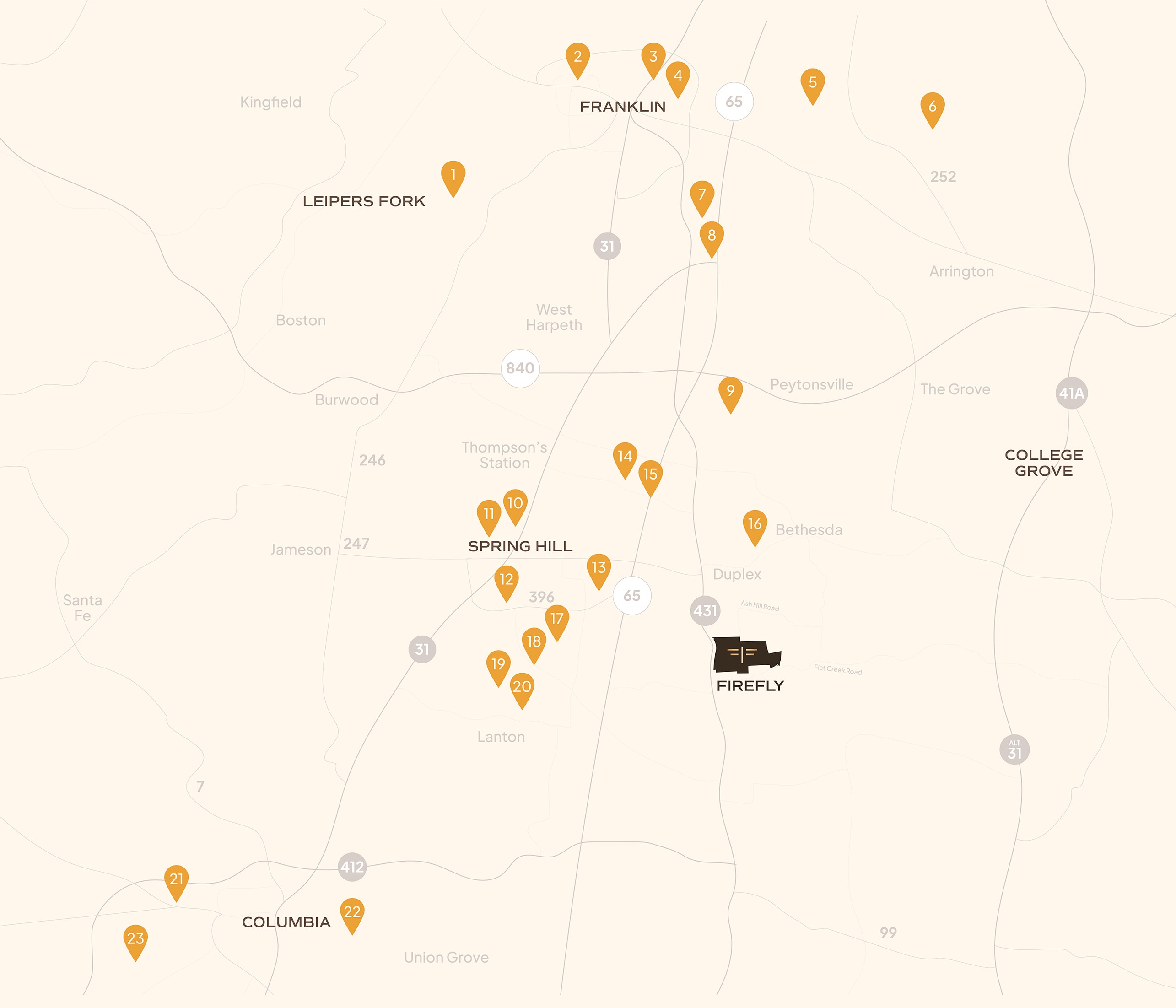 Firefly Location Map