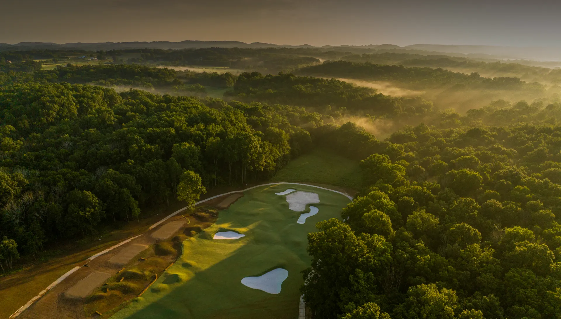 Firefly Golf Club course rendering, rolling Tennessee farmland